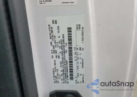 2019 Ford F150 z USA, uszkodzony, nr VIN 1FTMF1C50KKC79387